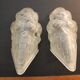 Pair of art deco glass wall lights signed dégue, hammered wrought iron.