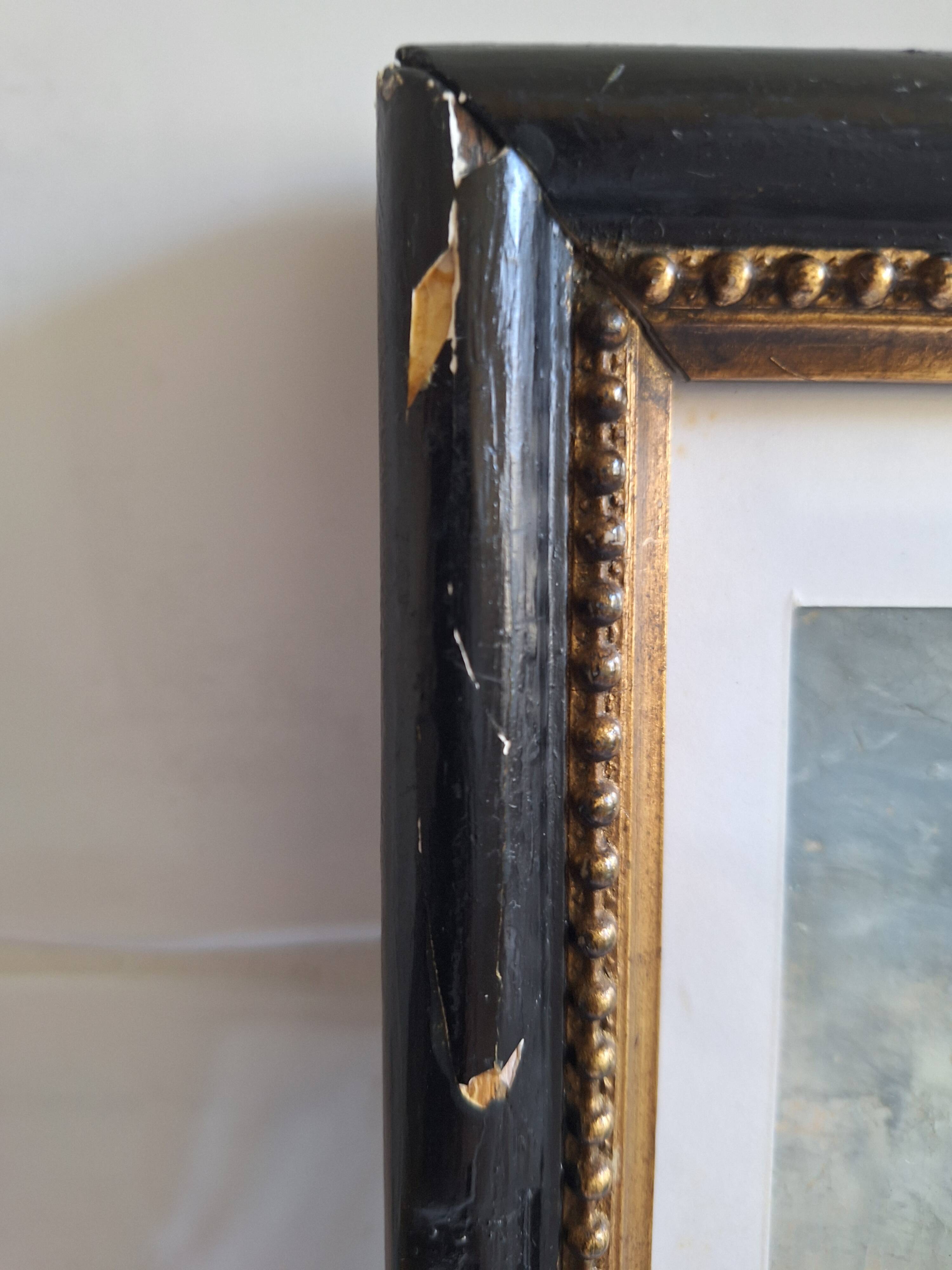 Painting signed on paper framed under glass