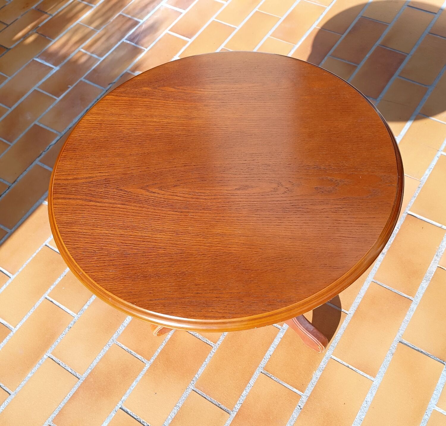 Round wooden coffee table