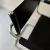 Chrome and black leather chair with armrests after M. Breuer, design 1970