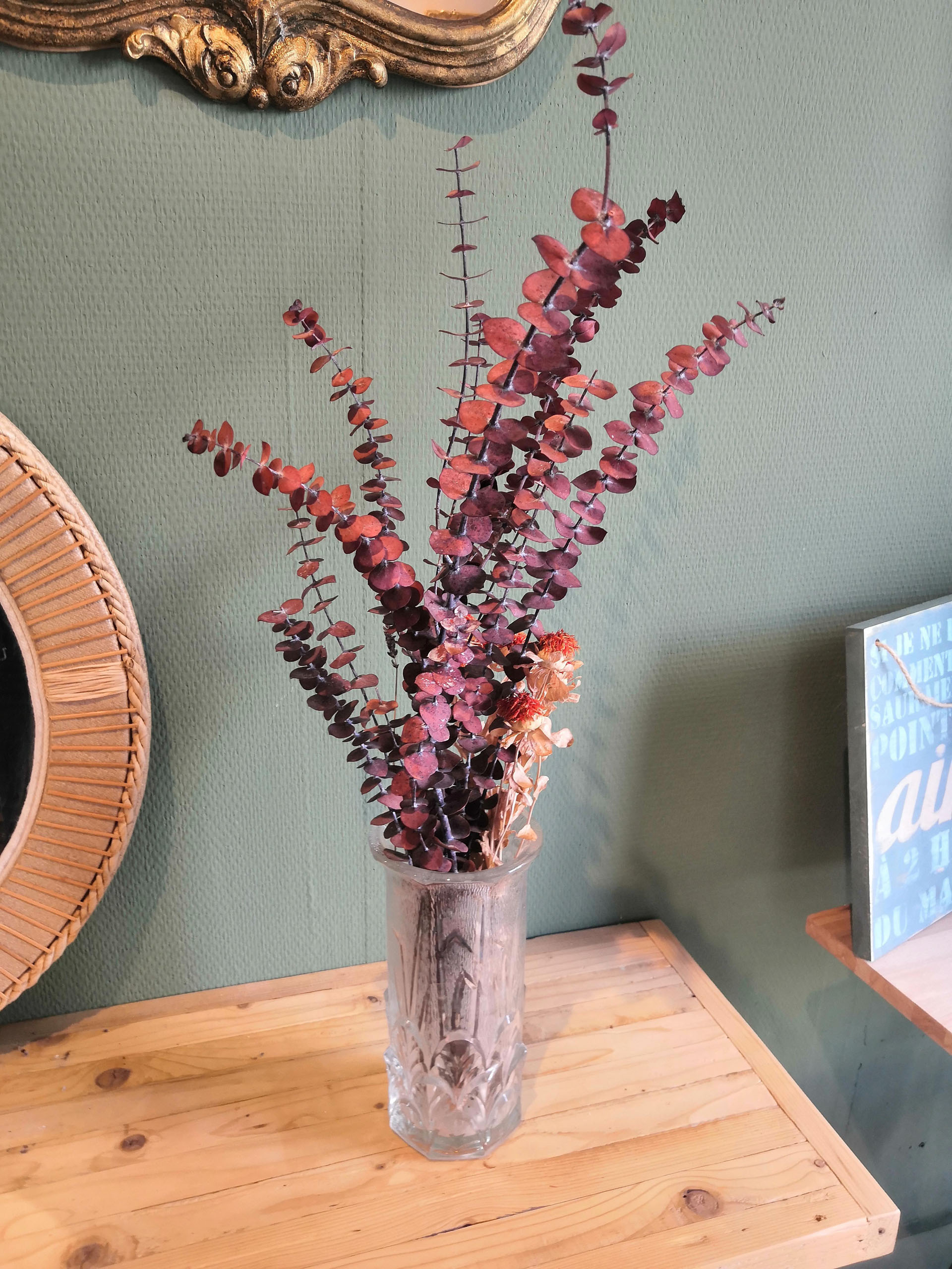 Old cylindrical vase in 40s style in thick glass