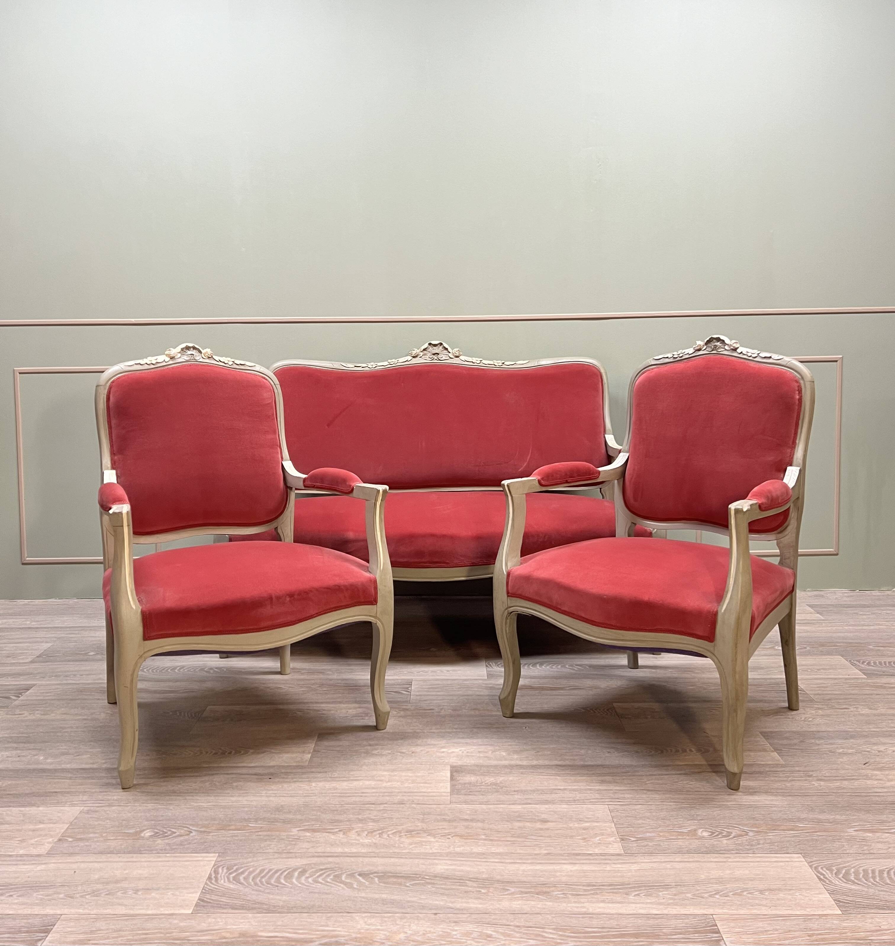 Louis xv style painted wood living room xix eme century