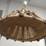 Scandinavian wooden and linen suspension light