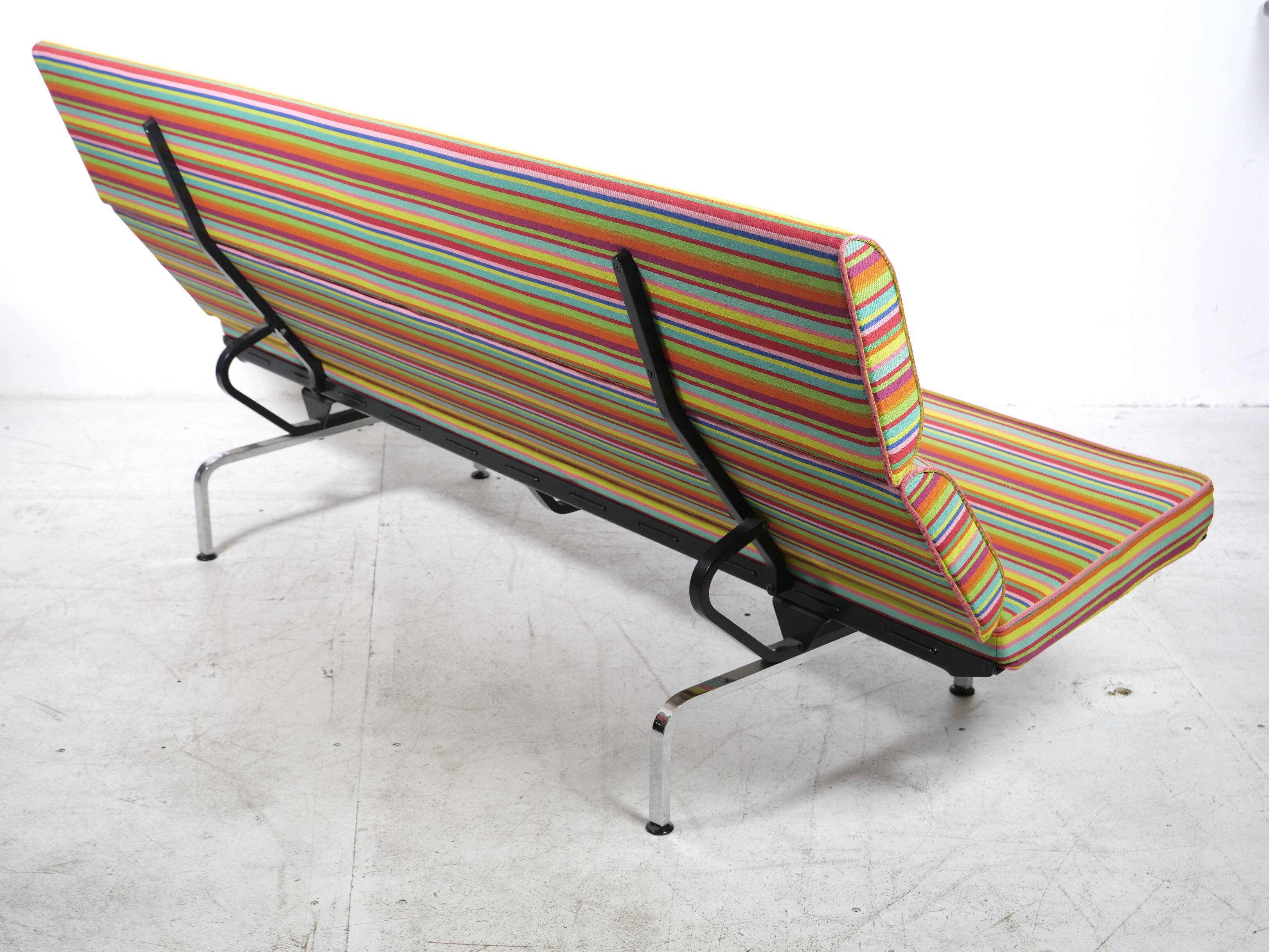 Compact sofa Eames Vitra Alexander Girard Miller stripe fabric