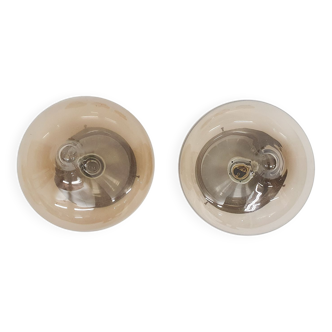 Set of two Dijkstra glass ceiling or wall lights “Drop” The Netherlands, 1960's