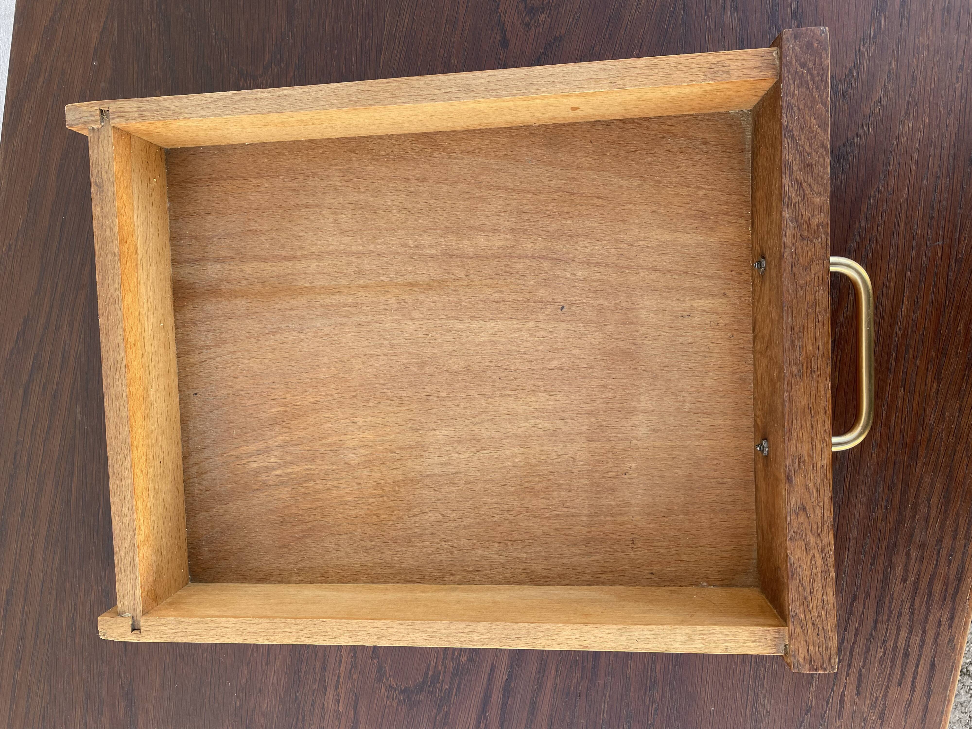 Modernist wooden desk with compass feet 1950
