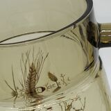 Pitcher and 6 lemonade glasses - wheat cob decoration - Luminarc France - vintage 70s