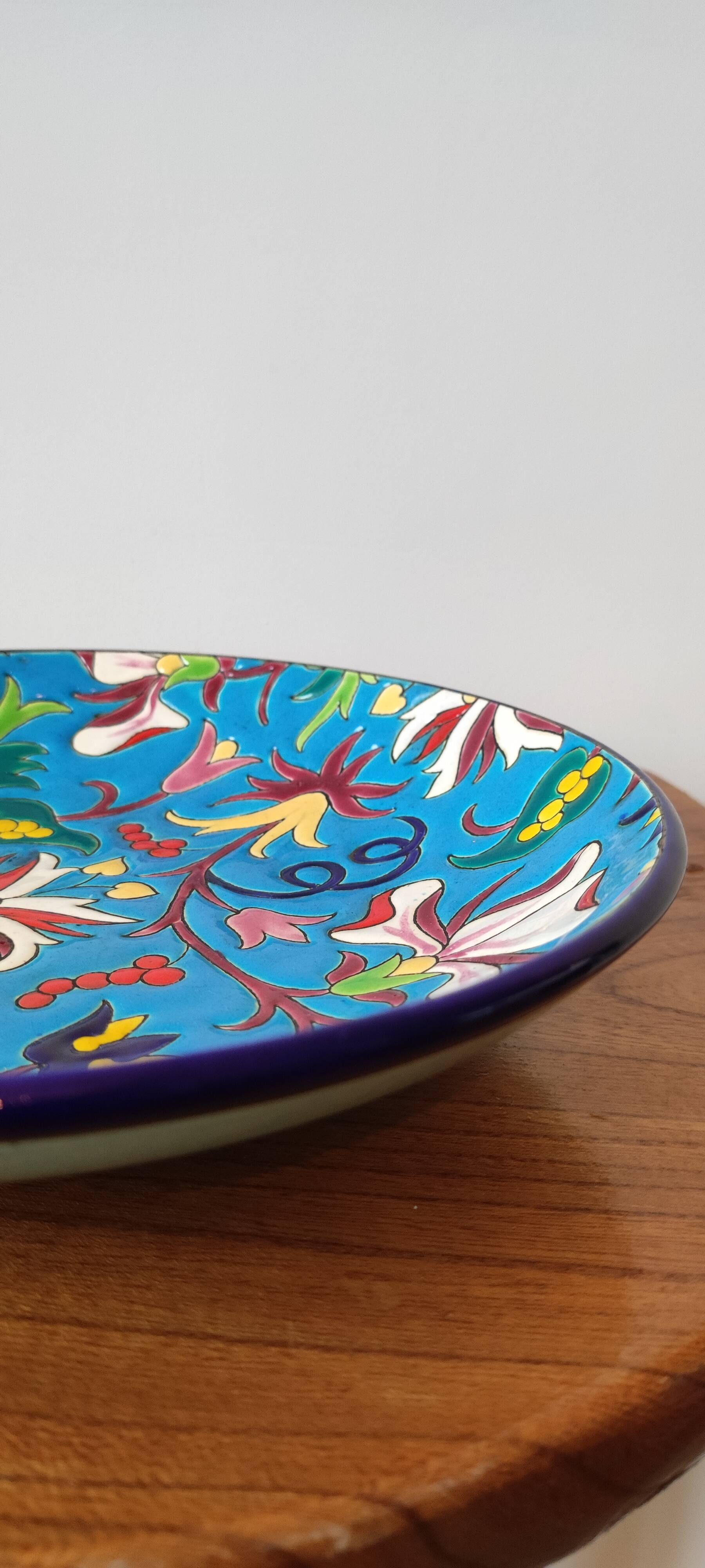 Numbered hollow dish in Longwy emaux.