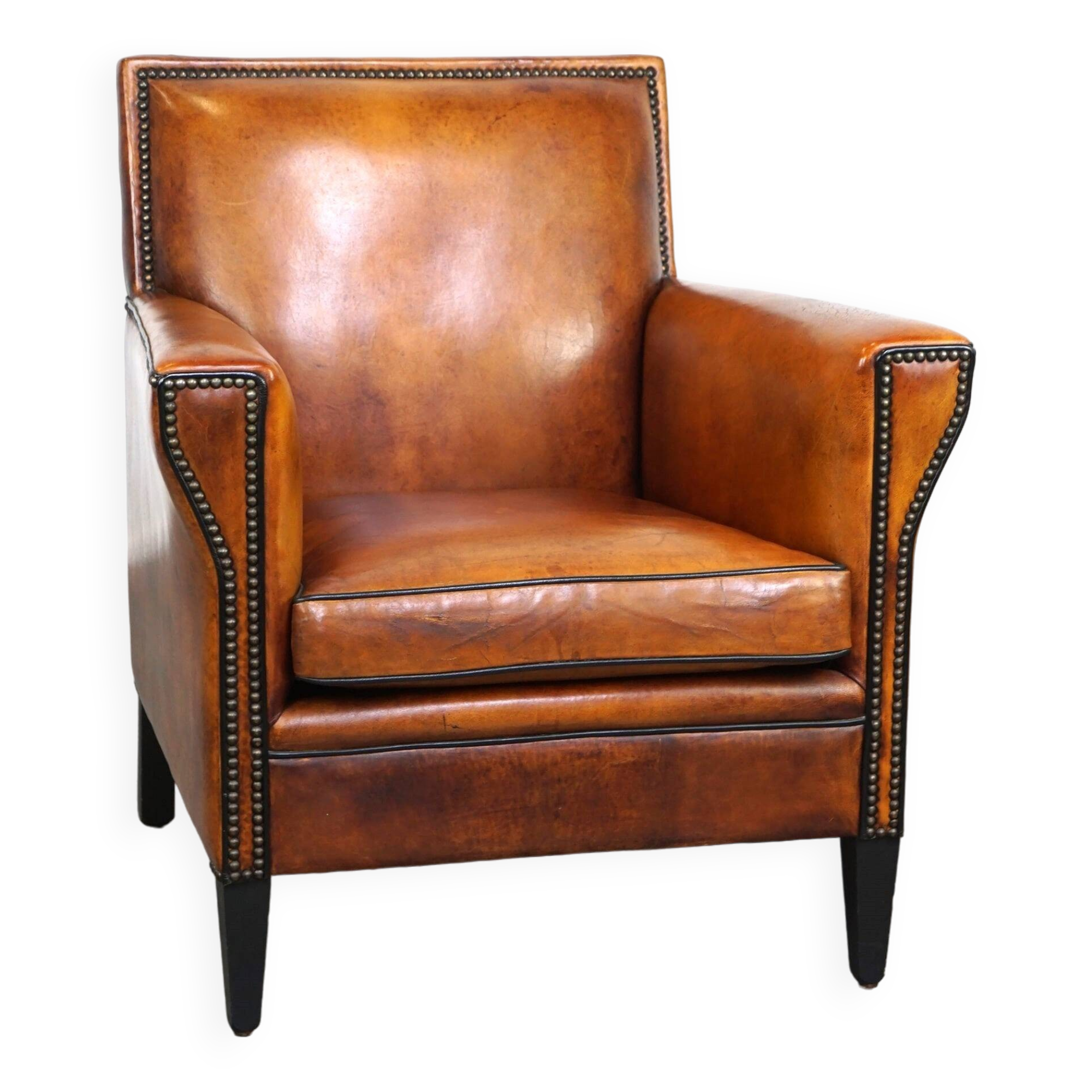 Sleek sheepskin Art Deco design armchair with beautiful details