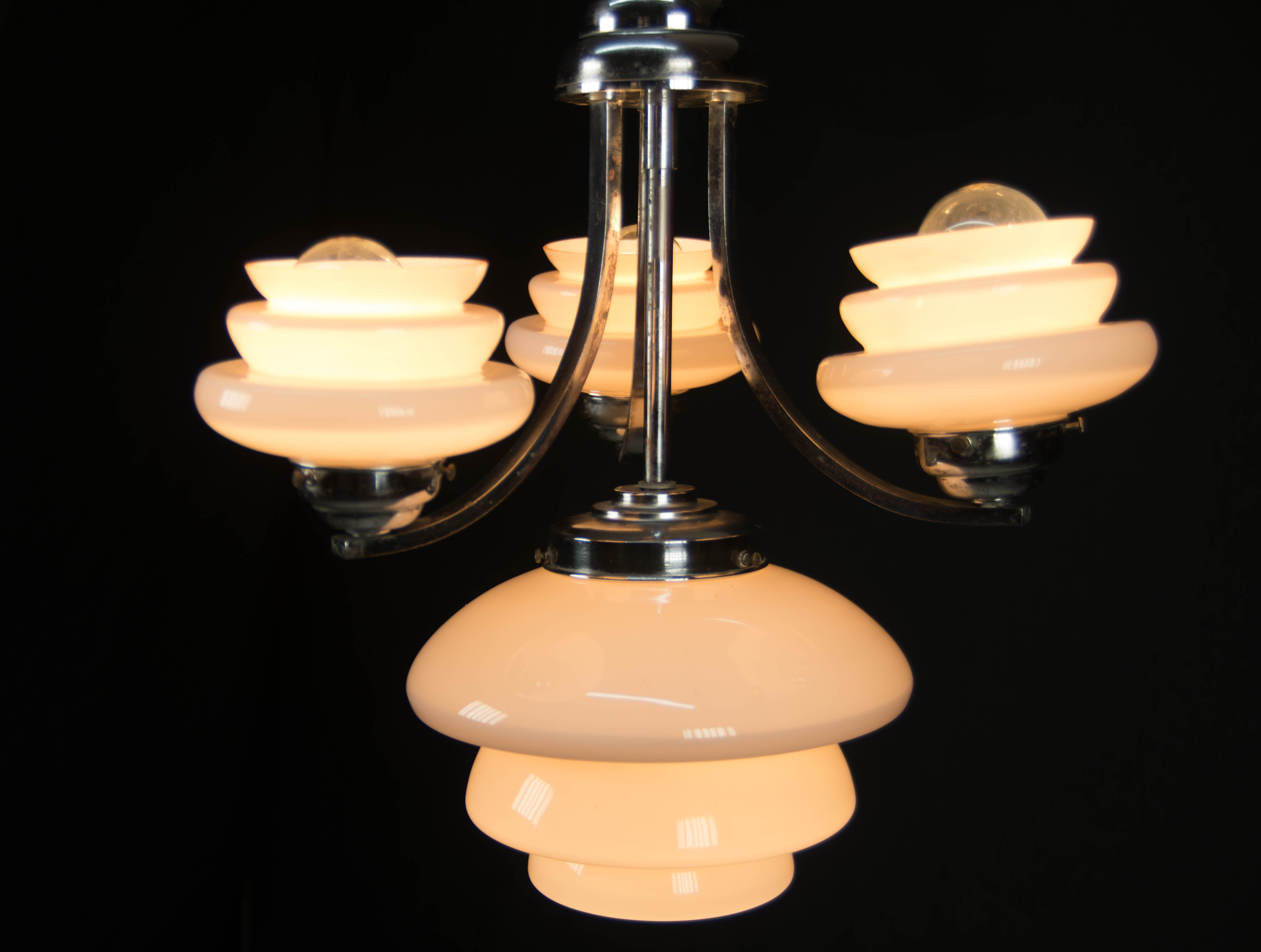 Pink art deco chandelier, 1930s