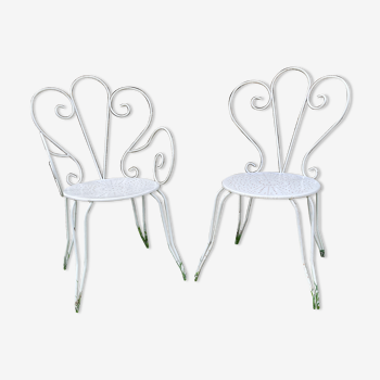 Fauteuil et chaise de jardin en fer forgé