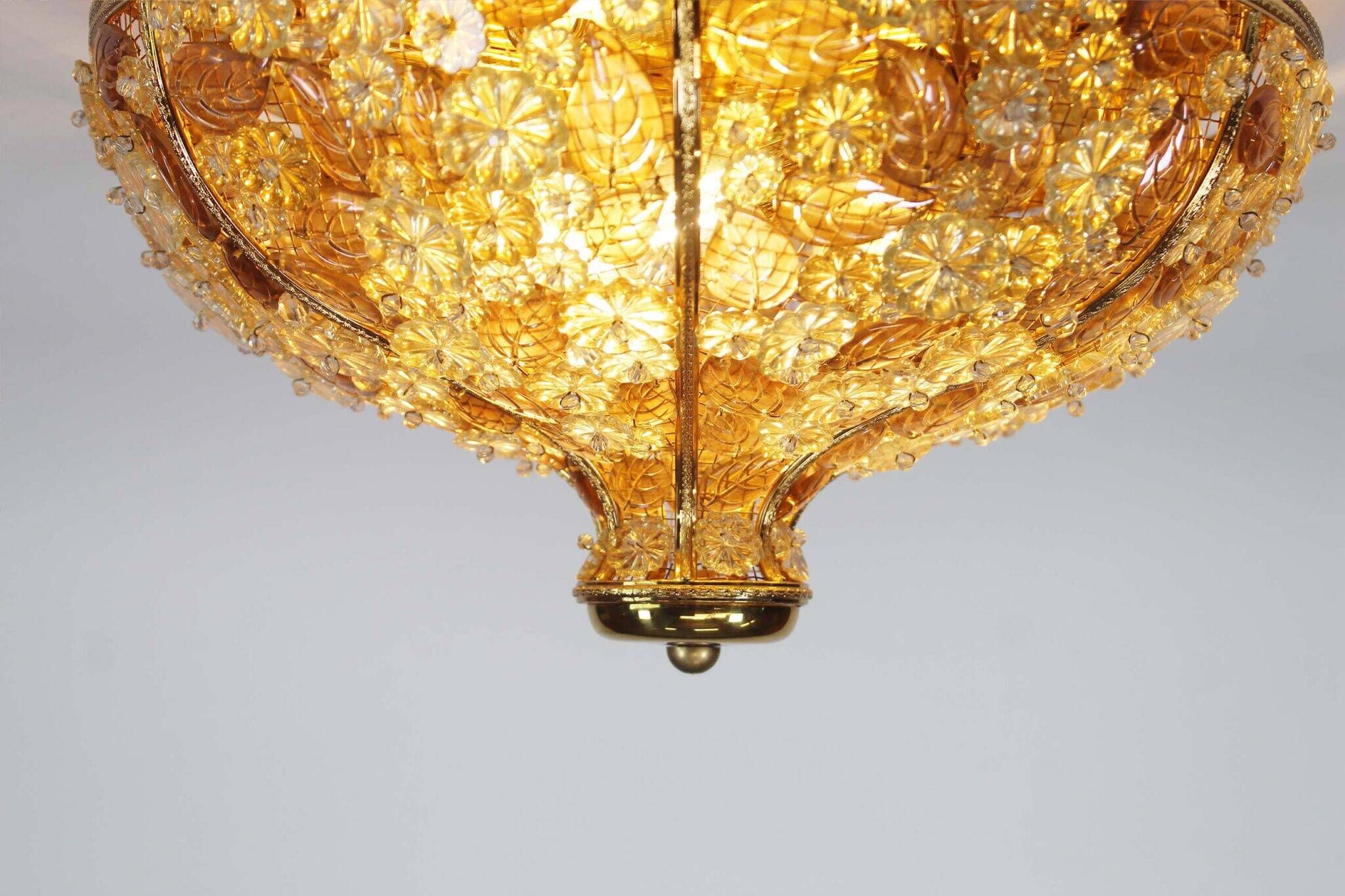 Incroyable et rare plafonnier en cristal de Palwa, Allemagne, années 1960