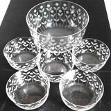 Salad bowl and 5 cut crystal cups from the 1950s.