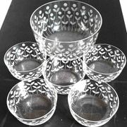 Salad bowl and 5 cut crystal cups from the 1950s.