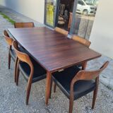 Scandinavian extendable table in Rio rosewood, 1960s