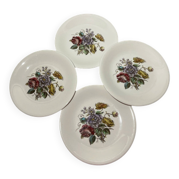 4 assiettes vintage Villeroy & Boch Mettlach – Bouquet – fleurs – Ø 19