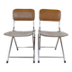 2 Eyrel folding chairs in chromed metal and skai 1970s