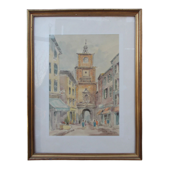 Salon de Provence Watercolor Rue de l'horloge Roger Dumax