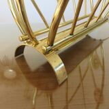 Golden brass magazine rack, Italy, 1950