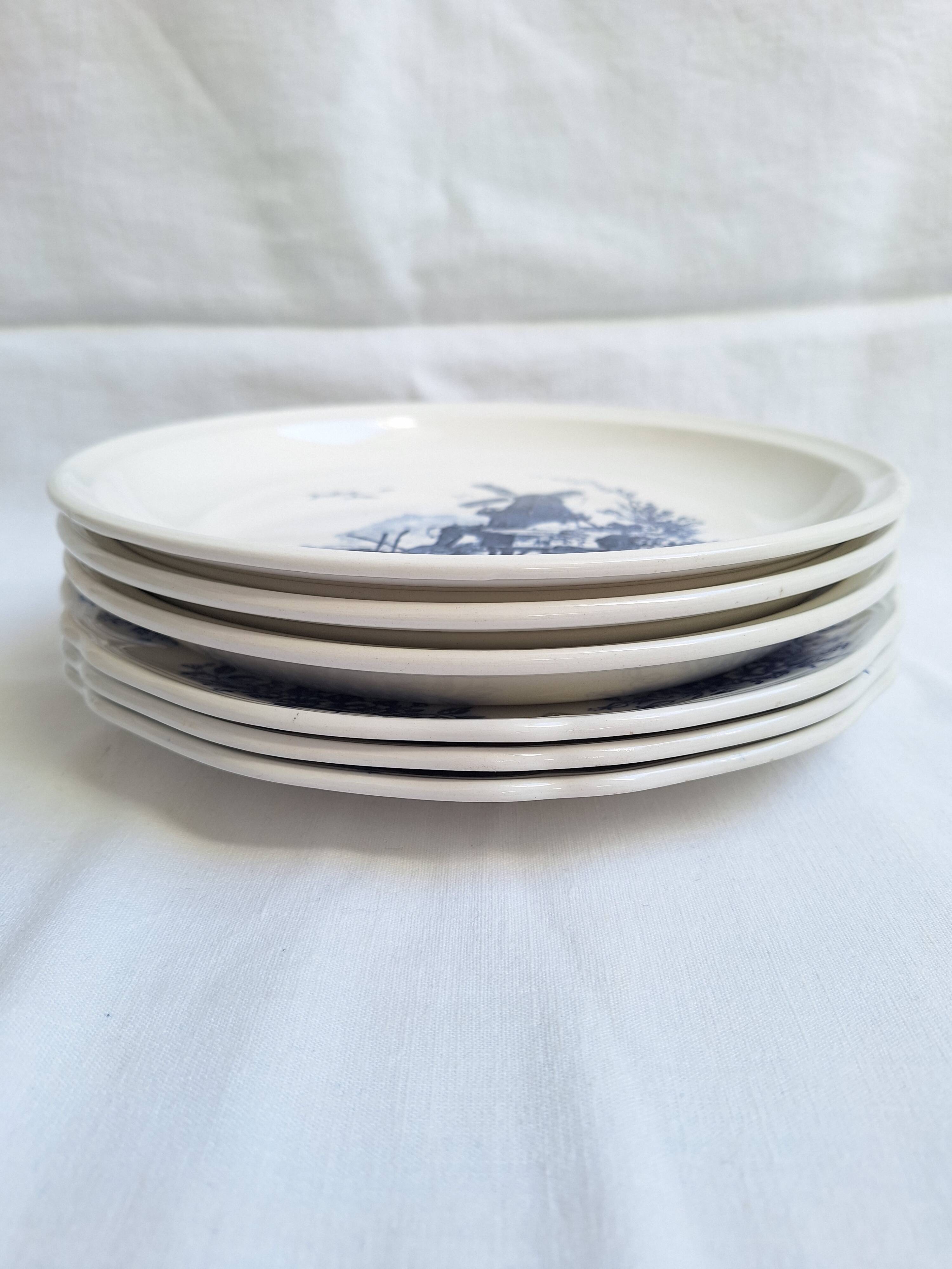 Vintage blue Moulin des Loups dinner plates