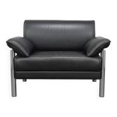 Postmodern Italian lounge chair in leather and chrome, 1980s