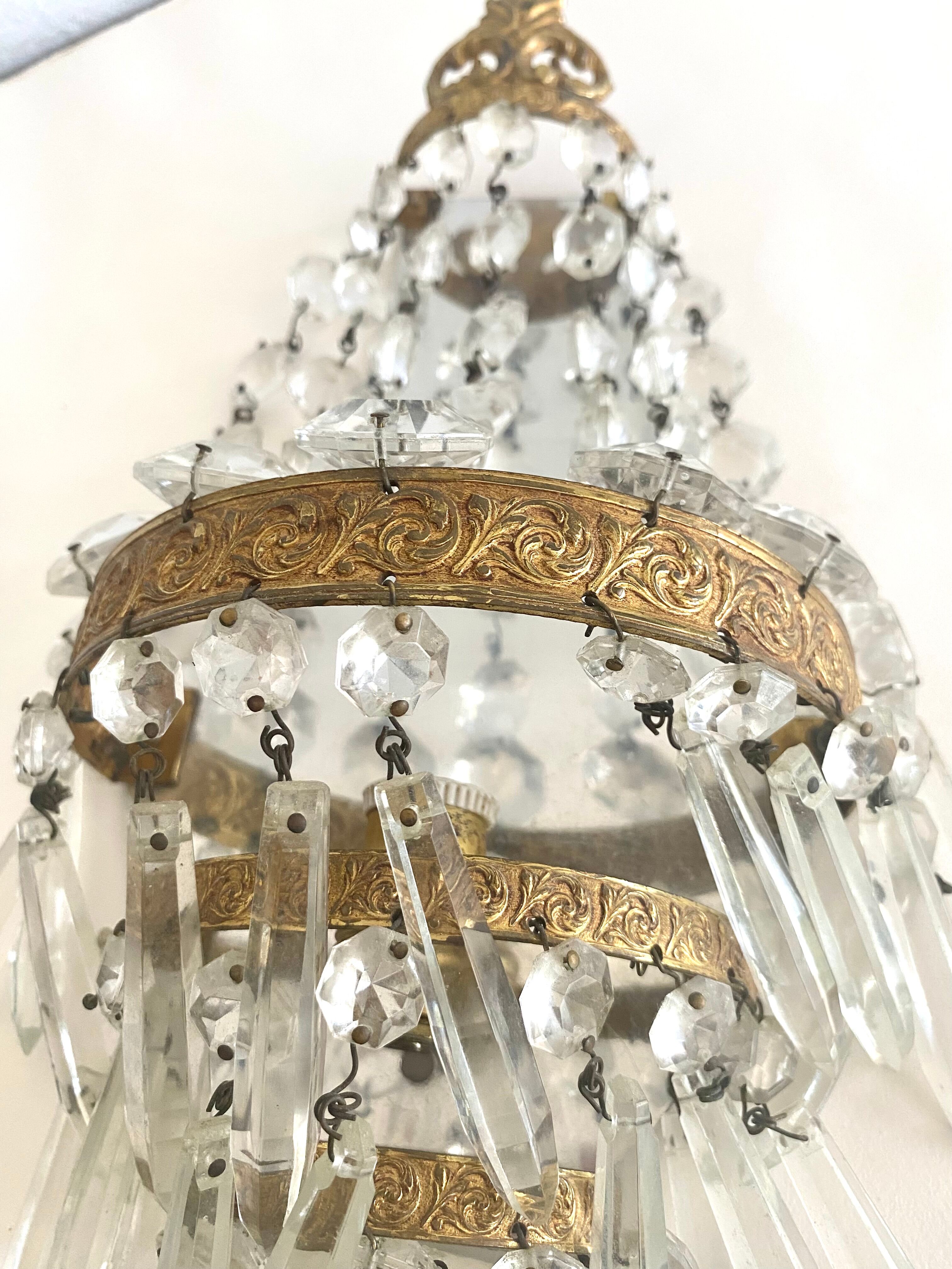 Wall lamp glass, brass, 50s