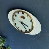 Vintage formica clock oval silent wall clock "Cadelec blue"