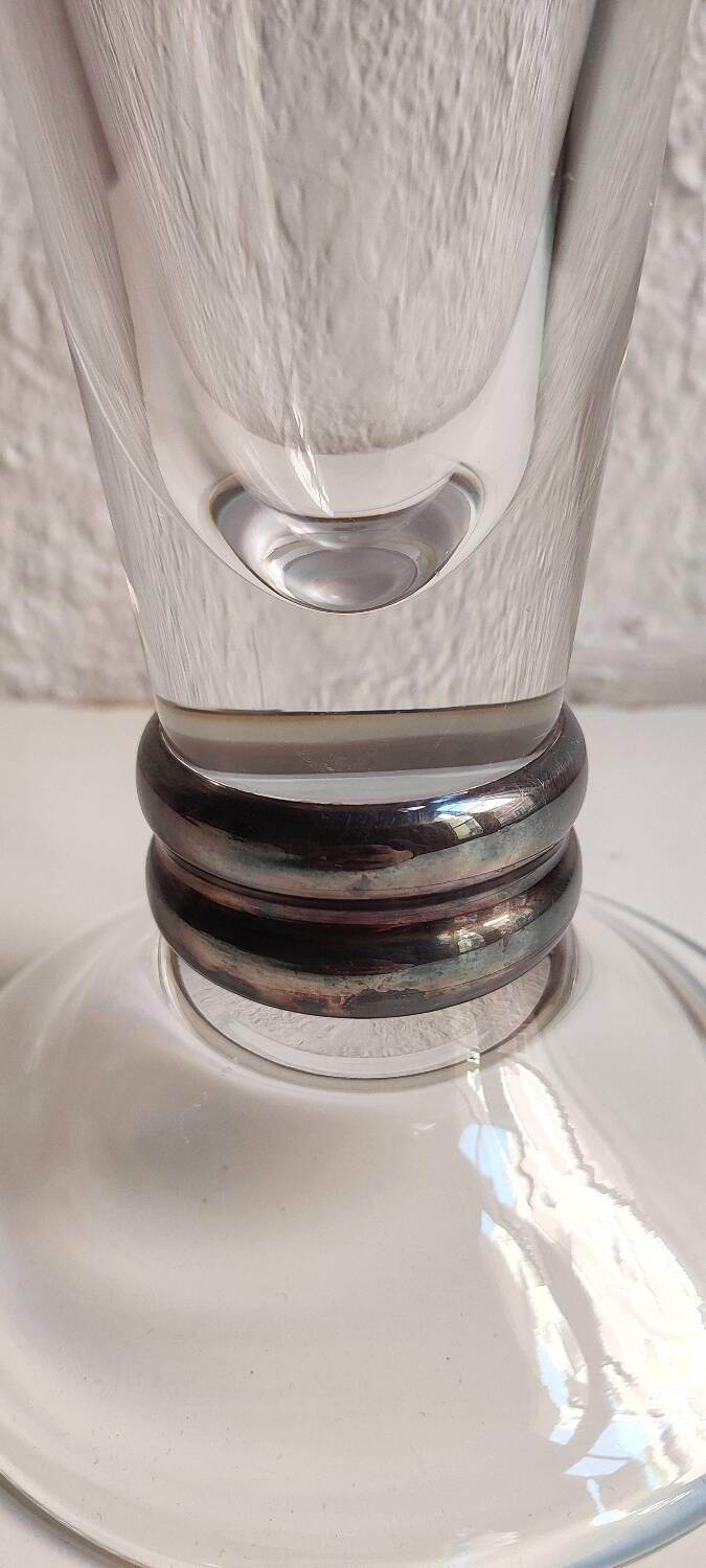 Jarrón de cristal transparente. Spain, 1980s.