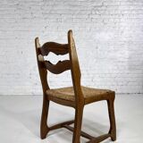 Set of 6 1950s chairs in wood and straw