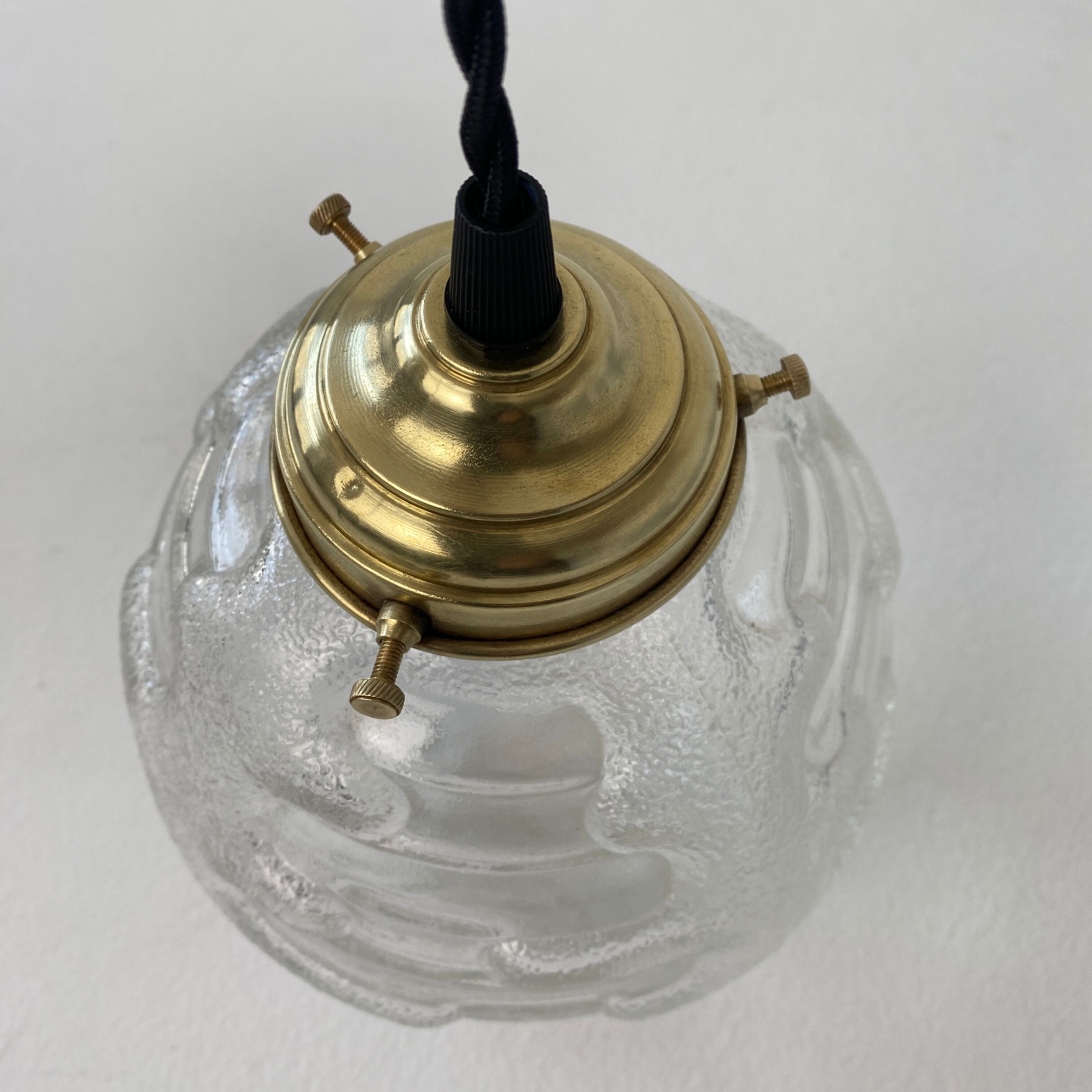 Pair of old round pendant lamps 15 cm vintage