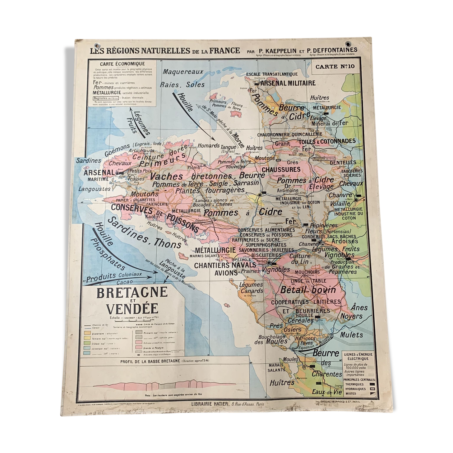 Map n°10 "Brittany and Vendée" by P. Kaeppelin and P. Deffontaines