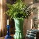 Large antique jade green opaline crystal vase, circa 1900-1930.