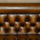 Pair of Victorian Chesterfield pub benches in leather.