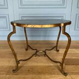 Gueridon 1940 french work ironwork doree plateau eglomise