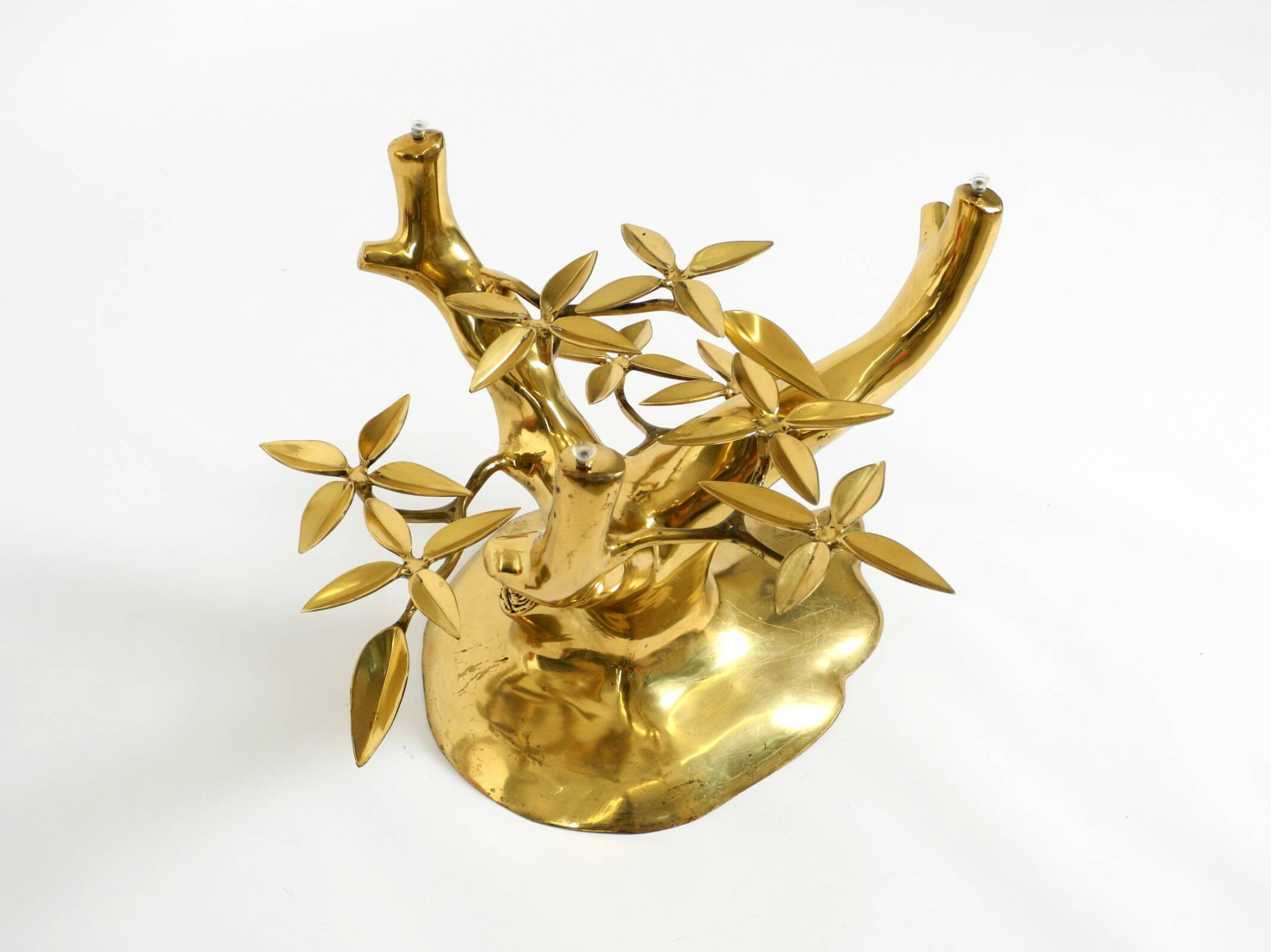 70s coffee table, model Bonsai by Willy Daro, made of brass and fire-gilded