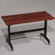 Mid-century Italian bench 1960s with black metal frame, gilded brass legs and solid teak slats