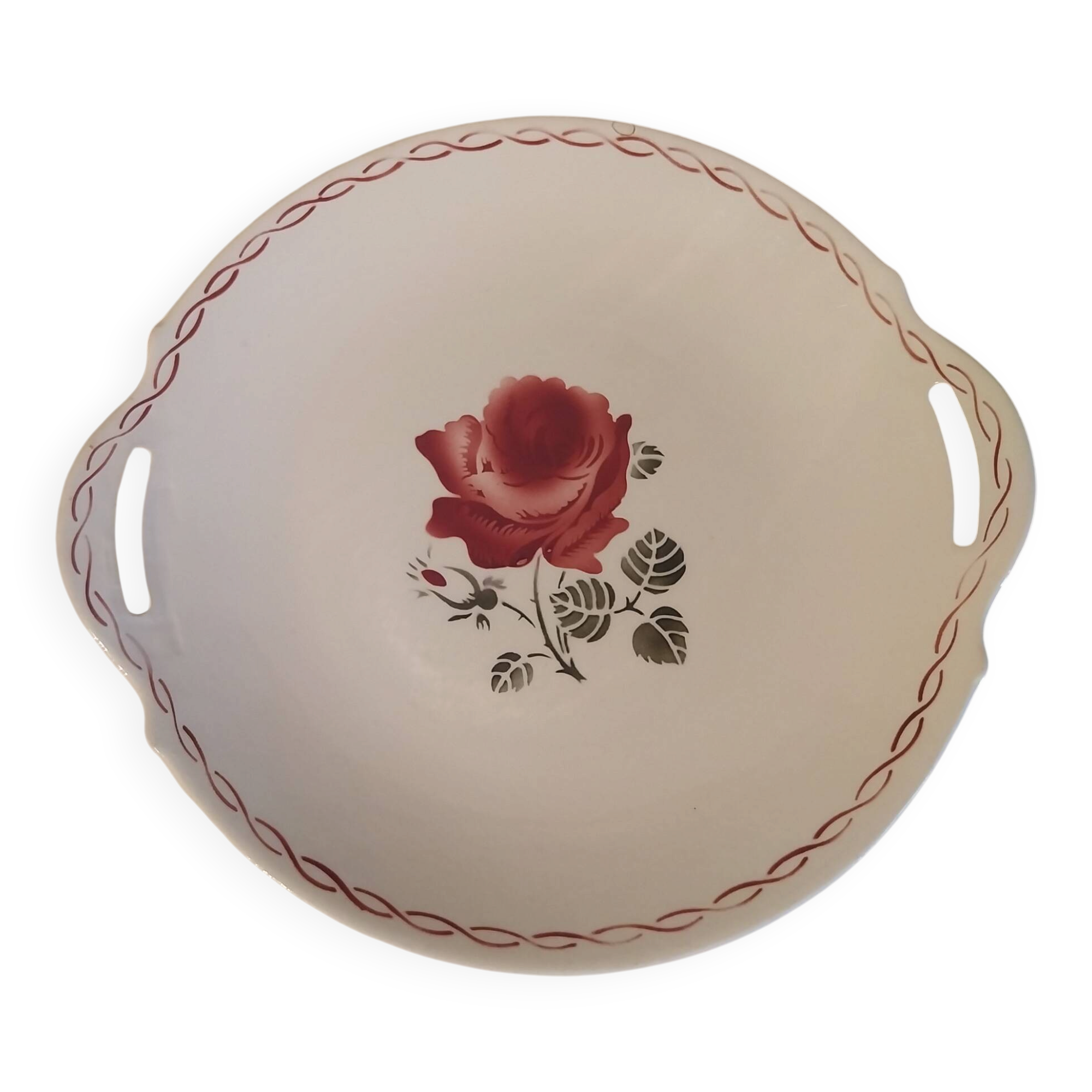 Old large half-porcelain dish Badonviller
