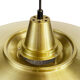 Large brushed aluminum pendant light with golden finish. Produced by Jeka. Denmark 1970s