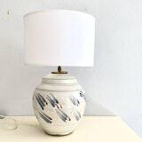 Signed ceramic lamp, new 200 cm cable, new lampshade