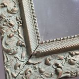 MIroir ancien de style Louis XV en stuc et bois patiné 58x43 cm