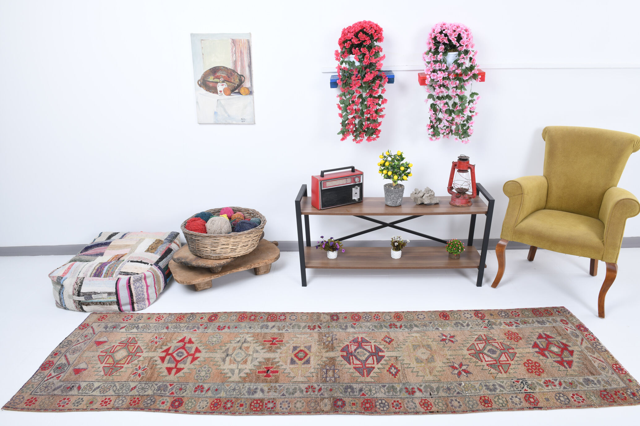 3x10 Turkish vintage runner rug, 80x292cm