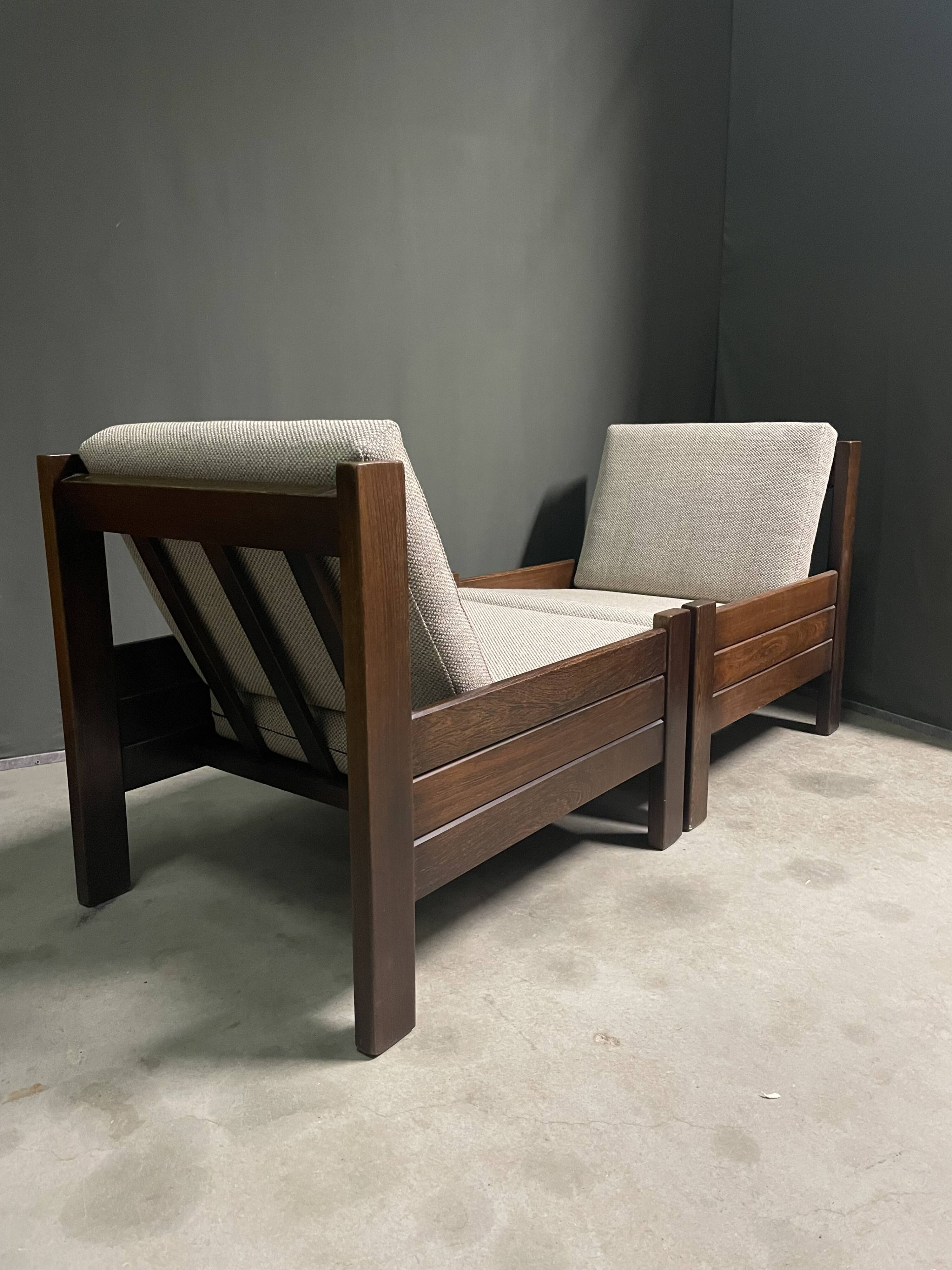 Two modernist lounge chairs from the 1960s.