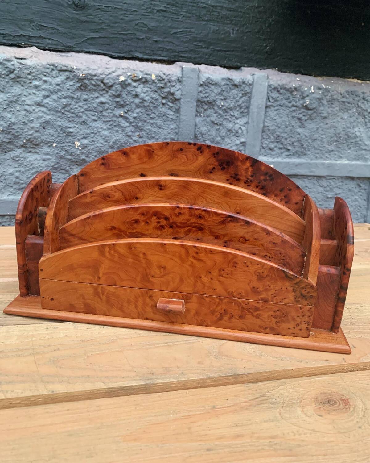 Mail holder in thuja, Art Deco style