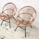 Pair of armchairs shell rattan