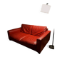 Red leather 2/3-seater sofa by Roche Bobois