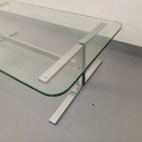 Vintage coffee table in transparent glass and cast aluminum from the 70s