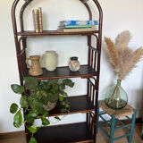 Vintage rattan bookcase shelf
