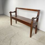 Solid oak bench. Folk art