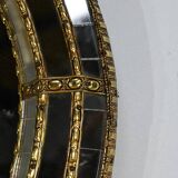 Miroir ovale à parclose en laiton, style hollywood regency – 1970