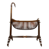 Empire Mahogany Swan Neck Cradle in the Shape of a Basket Circa 1810